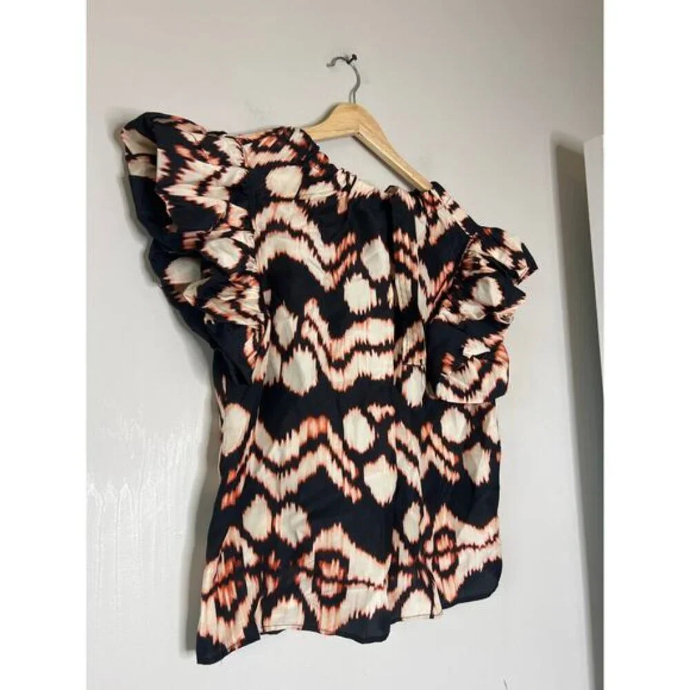 NEW Ulla Johnson Iren Obsidian Puff-Sleeve Lightweight Cotton Top Black Size: 0